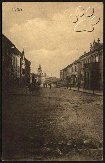 pohled do&nbsp;n�m�st� z Karlovy ulice 1918